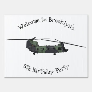 Chinook army helicopter cartoon illustration sign