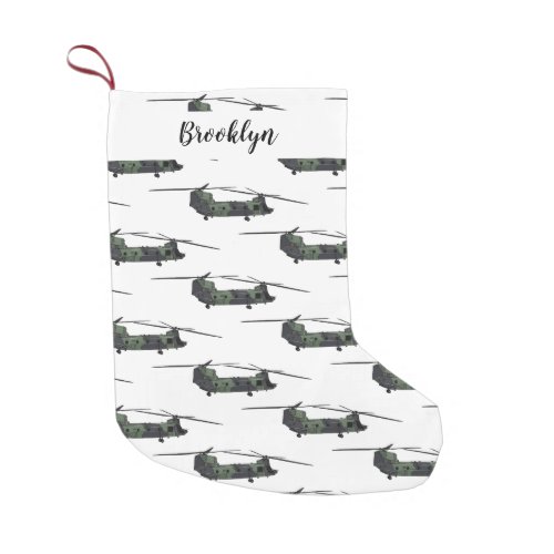 Chinook army helicopter cartoon illustration small christmas stocking