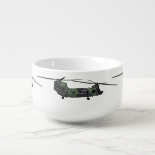 Chinook army helicopter cartoon illustration soup mug