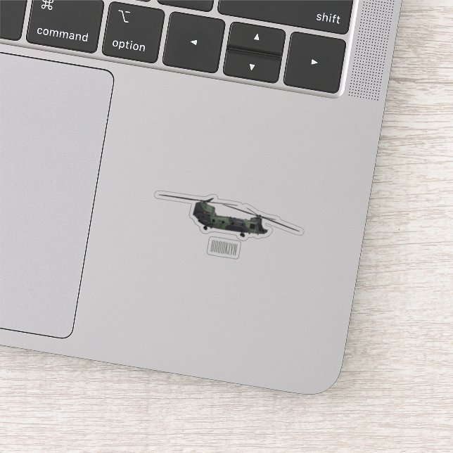 Chinook army helicopter cartoon illustration sticker (Detail)