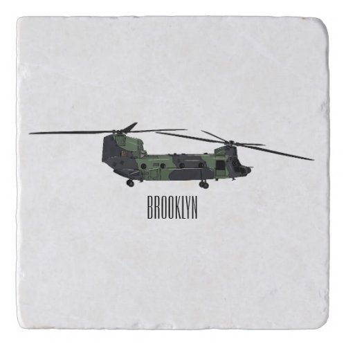 Chinook army helicopter cartoon illustration trivet