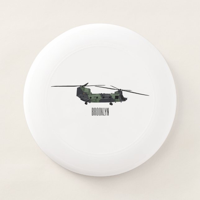 Chinook army helicopter cartoon illustration Wham-O frisbee (Front)