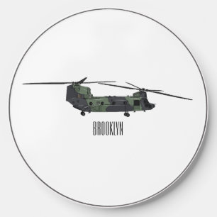 Chinook army helicopter cartoon illustration wireless charger