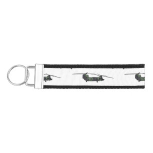 Chinook army helicopter cartoon illustration wrist keychain
