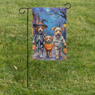 Chinook Dogs Trick-or-Treating Halloween Costume Garden Flag