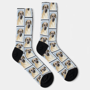 Chinook Drop Ear Painting Original Sled Dog Art Socks