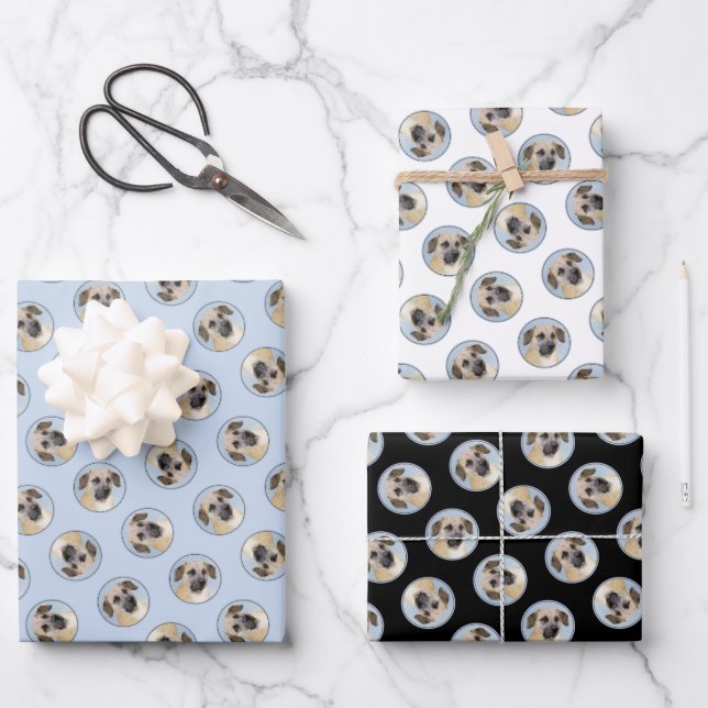 Chinook Drop Ear Painting Original Sled Dog Art Wrapping Paper Sheets (Front)