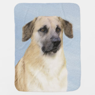 Chinook (Dropped Ears) Painting - Original Dog Art Baby Blanket