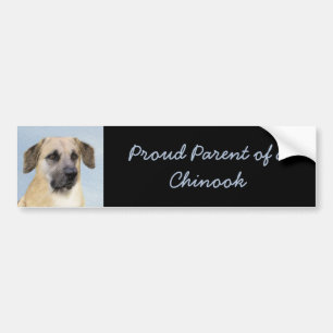 Chinook (Dropped Ears) Painting - Original Dog Art Bumper Sticker