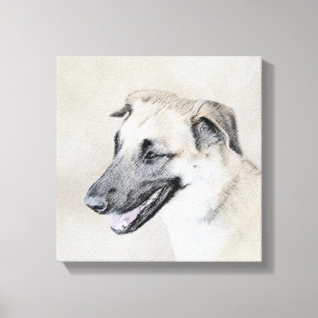 Chinook (Dropped Ears) Painting - Original Dog Art Canvas Print (Front)
