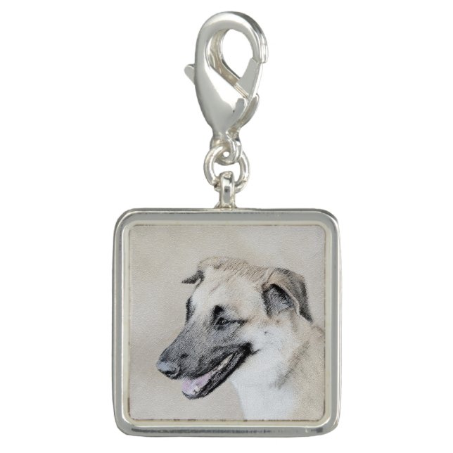 Chinook (Dropped Ears) Painting - Original Dog Art Charm (Front)