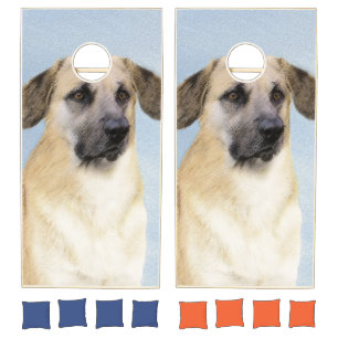 Chinook (Dropped Ears) Painting - Original Dog Art Cornhole Set