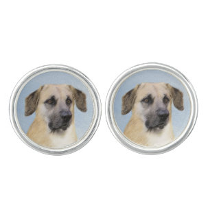 Chinook (Dropped Ears) Painting - Original Dog Art Cufflinks