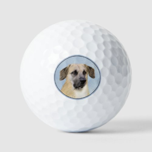 Chinook Dropped Ears Painting _ Original Dog Art Golf Balls