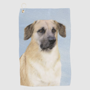 Chinook (Dropped Ears) Painting - Original Dog Art Golf Towel