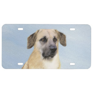 Chinook (Dropped Ears) Painting - Original Dog Art License Plate