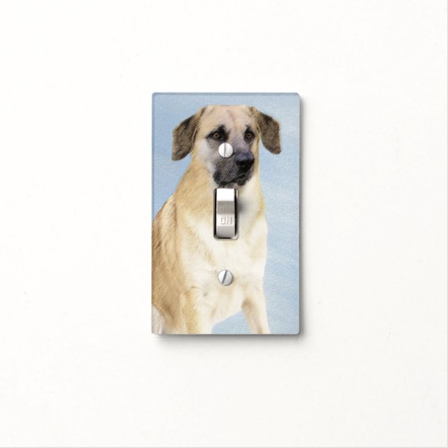 Chinook (Dropped Ears) Painting - Original Dog Art Light Switch Cover (In Situ)