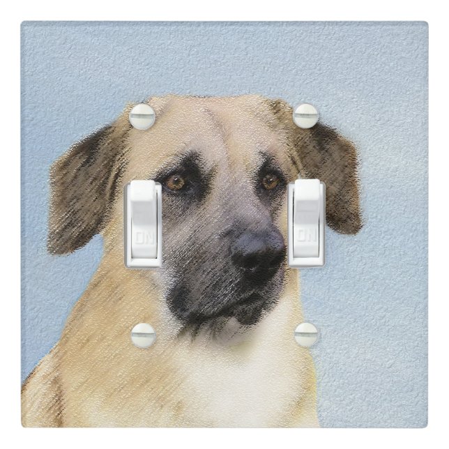 Chinook (Dropped Ears) Painting - Original Dog Art Light Switch Cover (In Situ)