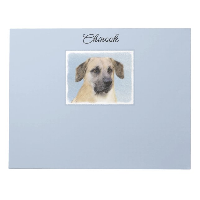 Chinook (Dropped Ears) Painting - Original Dog Art Notepad (Front)