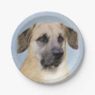 Chinook (Dropped Ears) Painting - Original Dog Art Paper Plates