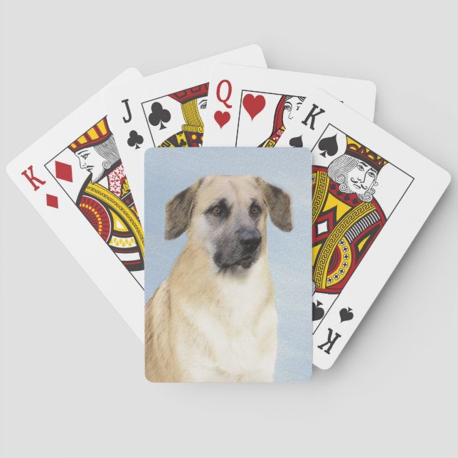 Chinook (Dropped Ears) Painting - Original Dog Art Poker Cards (Back)