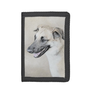Chinook (Dropped Ears) Painting - Original Dog Art Trifold Wallet