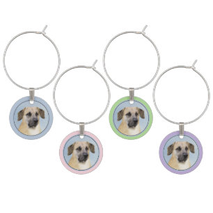 Chinook (Dropped Ears) Painting - Original Dog Art Wine Charm