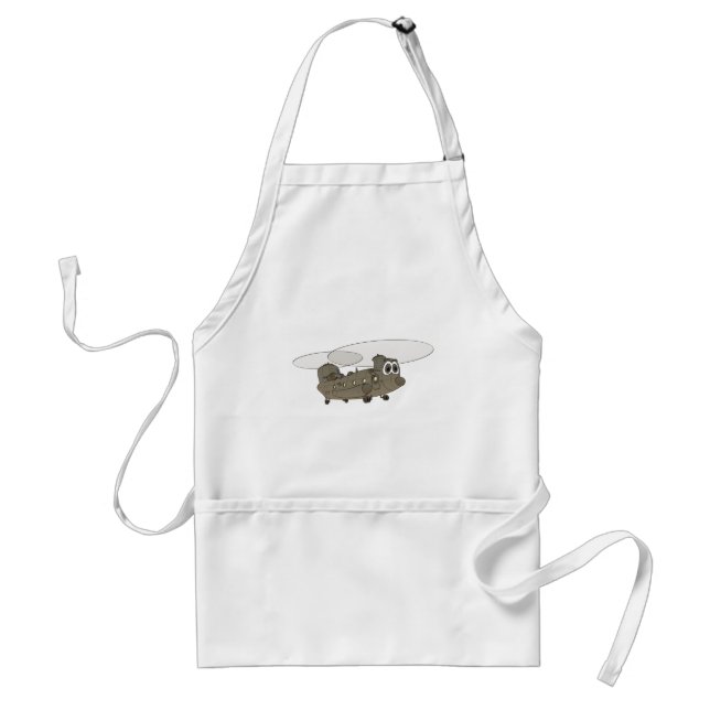 Chinook Helicopter Cartoon Adult Apron (Front)