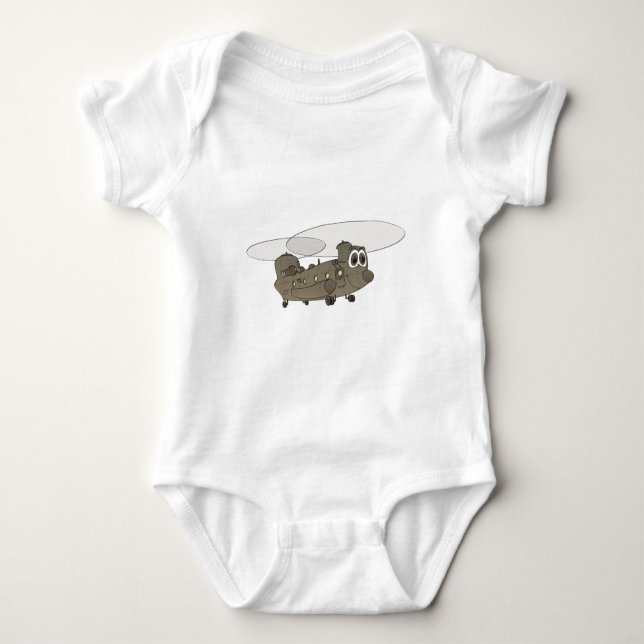 Chinook Helicopter Cartoon Baby Bodysuit (Front)