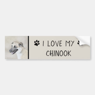 Chinook (Helicopter Ears) Painting - Dog Art Bumper Sticker