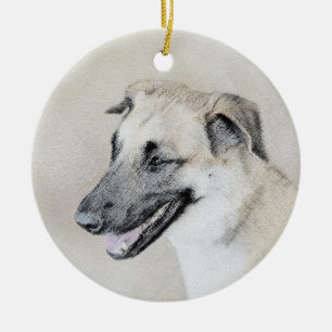 Chinook (Helicopter Ears) Painting - Dog Art Ceramic Ornament