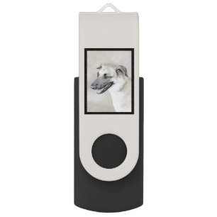 Chinook (Helicopter Ears) Painting - Dog Art Flash Drive