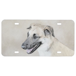 Chinook (Helicopter Ears) Painting - Dog Art License Plate
