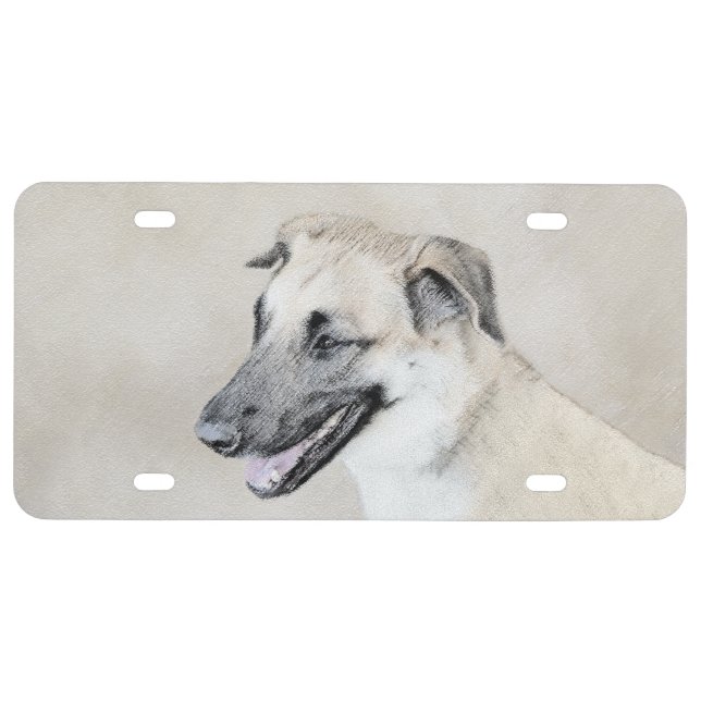 Chinook (Helicopter Ears) Painting - Dog Art License Plate (Front)