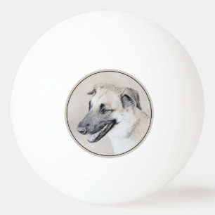 Chinook (Helicopter Ears) Painting - Dog Art Ping Pong Ball