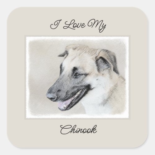 Chinook Helicopter Ears Painting _ Dog Art Square Sticker