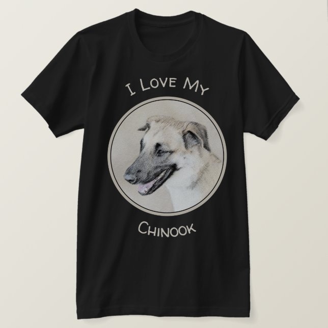 Chinook (Helicopter Ears) Painting - Dog Art T-Shirt (Design Front)