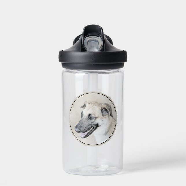 Chinook (Helicopter Ears) Painting - Dog Art Water Bottle (Front)