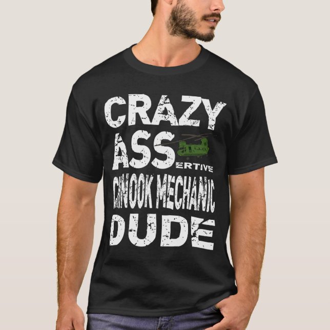 Chinook Helicopter Mechanic Dude Shirt Ch-47 Gift  (Front)