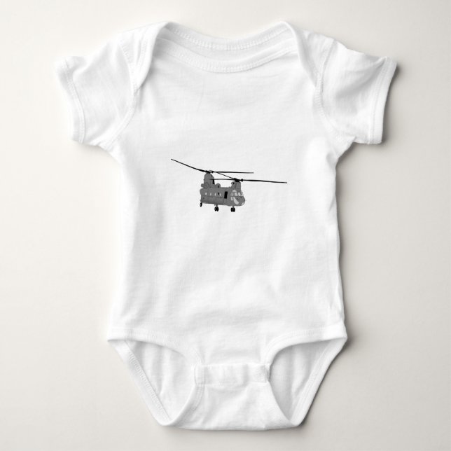 Chinook Helicopter Sihlouette Baby Bodysuit (Front)
