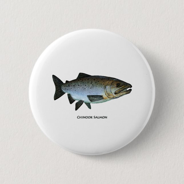 Chinook - King Salmon Pinback Button (Front)