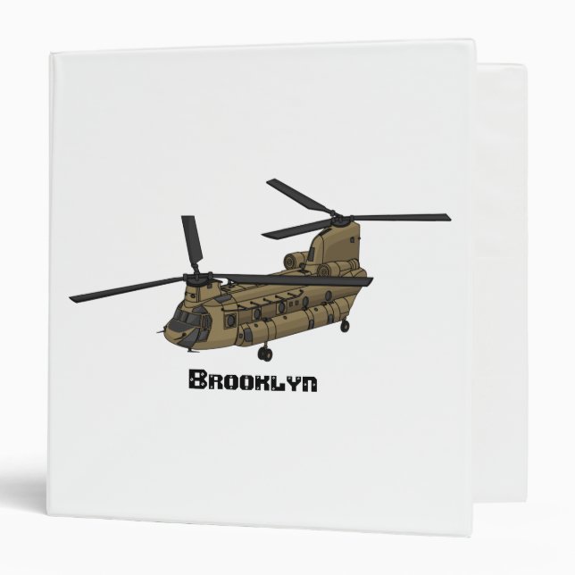 Chinook military helicopter illustration 3 ring binder (Front/Inside)