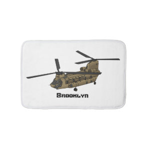 Chinook military helicopter illustration bath mat