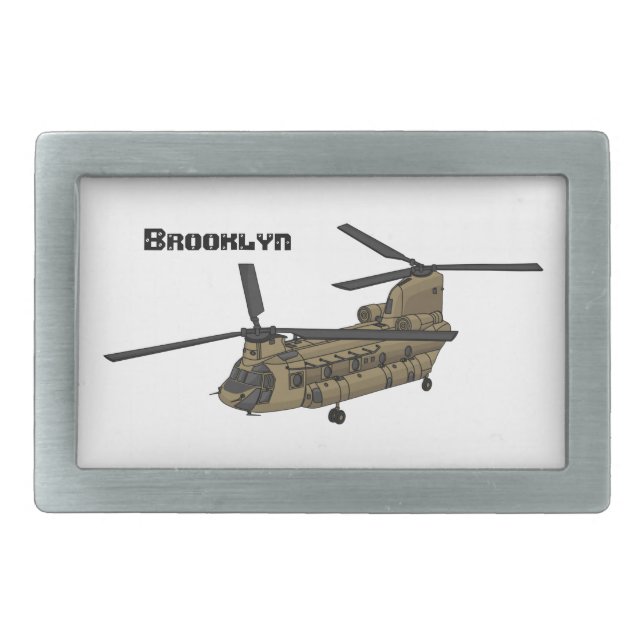 Chinook military helicopter illustration belt buckle (Front)
