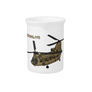 Chinook military helicopter illustration beverage pitcher