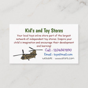 Chinook military helicopter illustration business card