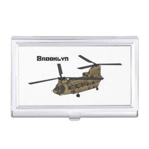Chinook military helicopter illustration business card case