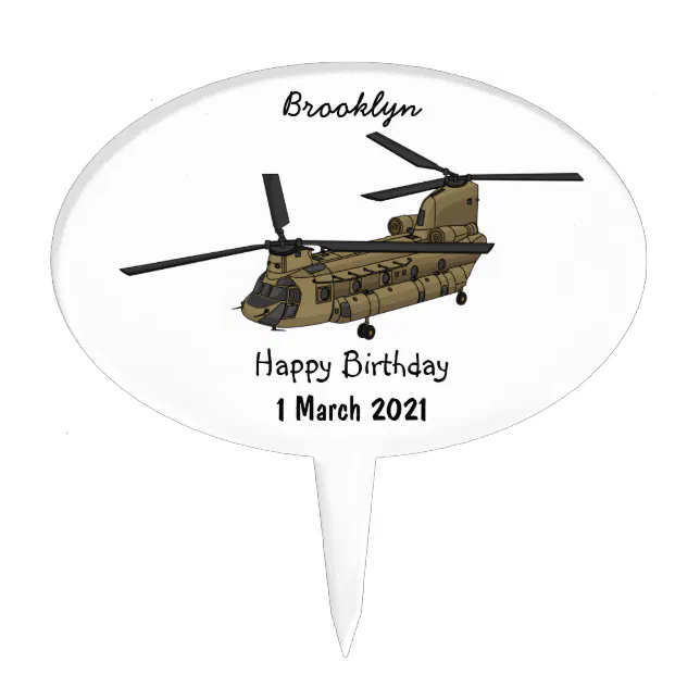Chinook military helicopter illustration cake topper Zazzle