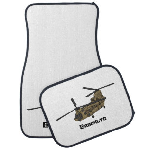 Chinook military helicopter illustration car floor mat