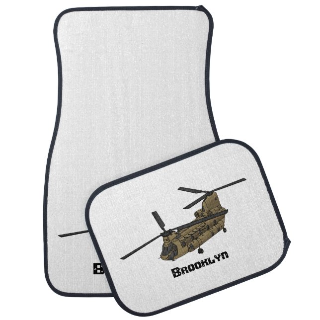 Chinook military helicopter illustration car floor mat (Set)